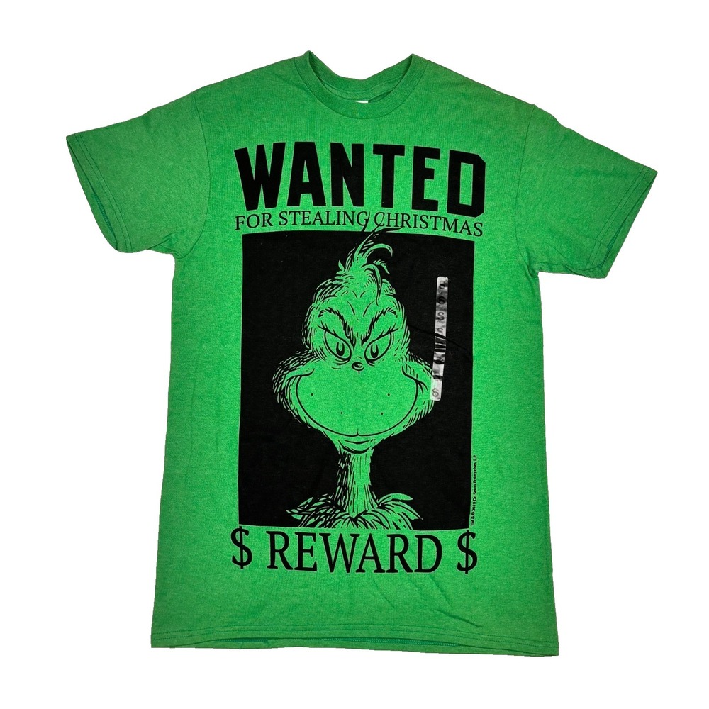 The Grinch Mens Wanted For Stealing Christmas Reward Shirt Small NWT Kohl's